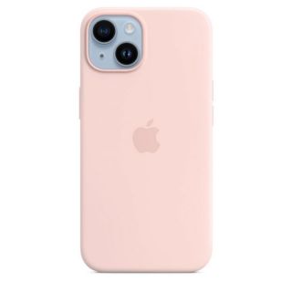 Apple 14 Silicone Case with MagSafe Chalk Pink rozā