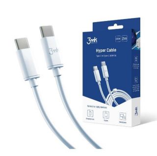 3MK Hyper Cable Type-C to Type-C 2m 100W White balts