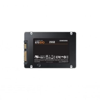 Samsung&nbsp;SSD 870 EVO 250 GB, SSD form factor 2.5'', SSD interface SATA III, Write speed 530 MB / s, Read speed 560 MB / s