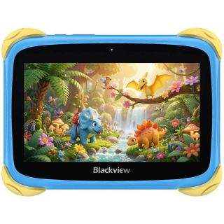 Blackview&nbsp;Blackview Blackview Link 1 Kids Mini WiFi6 7-inch 1024x600 HD+ 60Hz RK3562 2.0Hz 3GB+32GB 3000mAh Cam 2MP 5MP Stylus glass protector Handle Stand design Android 16 Brave Blue
