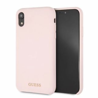 GUESS Guess Apple iPhone XR Silicone Gold Logo Light Pink zelts rozā