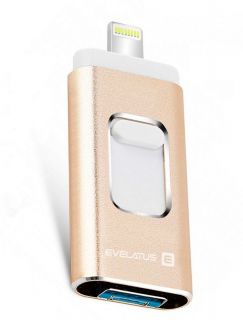 Evelatus USB Flash to Lightning 32GB 3in1  USB, iPhone and Micro  Gold zelts