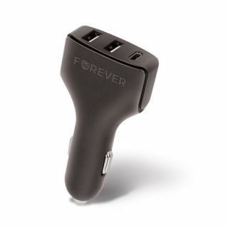 Forever USB car charger CC-05 2xUSB&amp;amp;amp;amp;type-C 4.8A Black melns