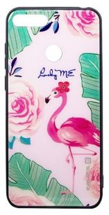 Evelatus Evelatus Huawei Y6 2018 Picture Glass Case Flamingo Party