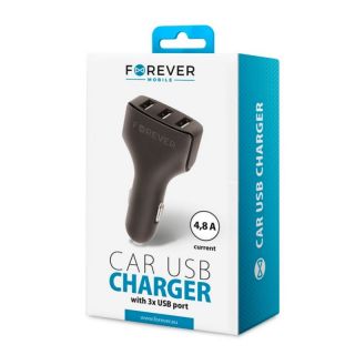 Forever Triple USB car charger CC-05 4.8A Black melns