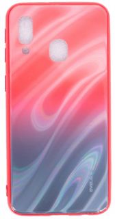 Evelatus Galaxy A40 Water Ripple Gradient Color Anti-Explosion Tempered Glass Case Gradient Red-Black