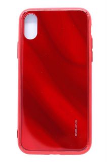 Evelatus iPhone X / XS Water Ripple Full Color Electroplating Tempered Glass Case Red sarkans