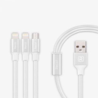 - Recci Universal Delicate RCS-H120 3 in 1 Micro USB + 2 x Lightning Fast Charging 1,2 m White