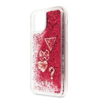 GUESS Guess Apple iPhone 11 Pro Glitter Hearts Cover Rapsberry