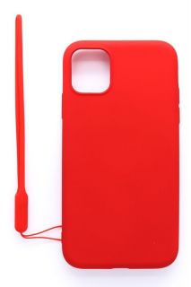 Evelatus iPhone 11 Soft Touch Silicone Case with Strap Red sarkans
