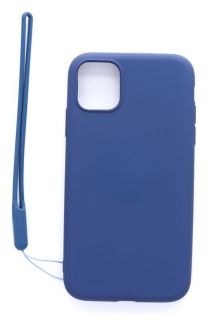 Evelatus Evelatus Apple iPhone 11 Soft Touch Silicone Case with Strap Dark Blue zils