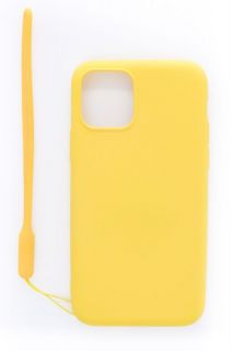 Evelatus Evelatus Apple iPhone 11 Pro Soft Touch Silicone Case with Strap Yellow