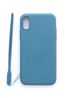 Evelatus iPhone X / XS Soft Touch Silicone Case with Strap Blue zils
