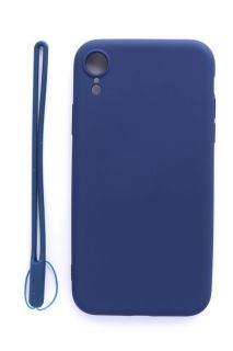 Evelatus iPhone XR Soft Touch Silicone Case with Strap Dark Blue zils