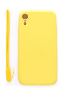 Evelatus iPhone XR Soft Touch Silicone Case with Strap Yellow dzeltens