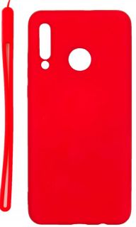 Evelatus Evelatus Huawei P30 Lite Soft Touch Silicone Case with Strap Red sarkans