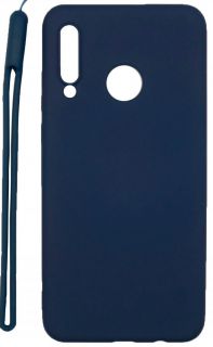 Evelatus Evelatus Huawei P30 Lite Soft Touch Silicone Case with Strap Dark Blue zils