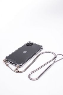 Evelatus Evelatus Apple iPhone 11 Silicone Transparent with Necklace TPU Strap Silver