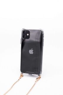 Evelatus Evelatus Apple iPhone 11 Pro Silicone TPU Transparent with Necklace Strap Pro Gold zelts