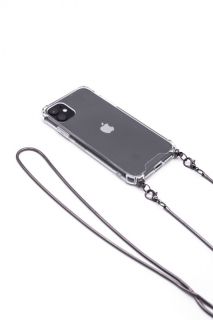 Evelatus Evelatus Apple iPhone 11 Pro Max Silicone TPU Transparent with Necklace Strap Space Gray pelēks