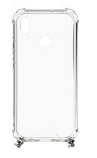 Evelatus Evelatus Huawei P Smart 2019 Silicone TPU Transparent with Necklace Strap Silver sudrabs