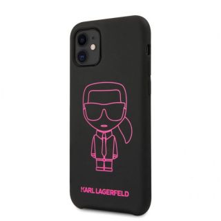 - Karl Lagerfeld iPhone 11 Silicone Ikonik Pink Outline Black rozā melns