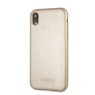GUESS iPhone XR Iridescent PU Leather Hard Case Gold zelts
