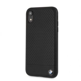 BMW iPhone XR Perforated Leather Hardcase Black melns