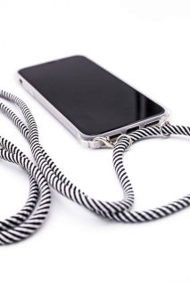 Evelatus iPhone XR Case with rope Black Stripes Transparent melns