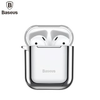 Baseus Baseus Apple Metallic Shining Ultra-thin Silicone Protector Case with Hook for Airpods 1  /  2 Silver