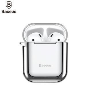 Baseus Metallic Shining Ultra-thin Silicone Protector Case with Hook for Airpods 1  /  2 Silver metālisks sudrabs