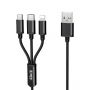 - iLike Charging Cable 3 in 1, USB, Type C, Lightning, CCI02 Black