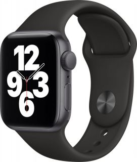 Apple Apple Watch SE GPS, 44mm Aluminium Case with Black Sport Band - Regular Space Gray melns pelēks