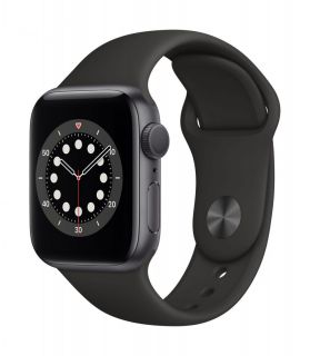 Apple Watch Series 6 GPS, 40mm Aluminium Case with Black Sport Band Space Gray melns pelēks