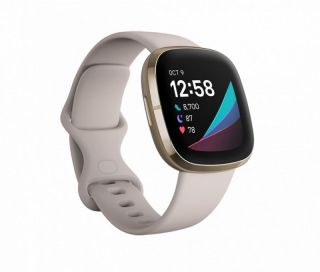 Fitbit Sense Lunar Soft Gold Stainless Steel White zelts balts