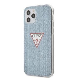 GUESS iPhone 12 / 12 Pro PC / TPU Denim Triangle Cover Light Blue zils