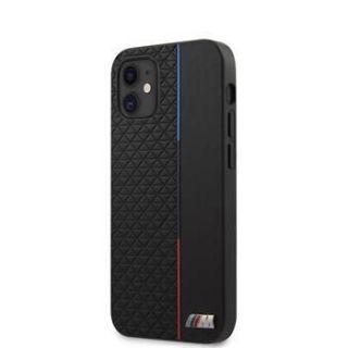 BMW iPhone 12 5.4'' PU Triangles Tricolor Line Cover Black melns