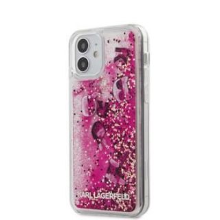 - Karl Lagerfeld iPhone 12 Mini 5.4'' Liquid Glitter Charms Cover Pink