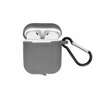 GreenGo AirPods Silicone Case With Hook Gray pelēks