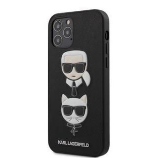 - Karl Lagerfeld iPhone 12 / 12 Pro 6.1 Saffiano K&C Heads Cover Black melns