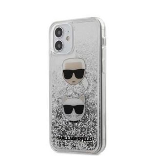 - Karl Lagerfeld Apple iPhone 12 mini 5.4'' Liquid Glitter 2 Heads Cover Silver