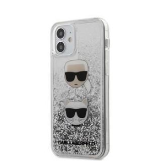- iPhone 12 mini 5.4'' Liquid Glitter 2 Heads Cover Silver sudrabs
