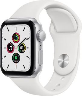 Apple Apple Watch SE GPS, 44mm Aluminium Case with white Sport Band - Regular Silver balts sudrabs