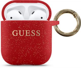 GUESS Airpods Pro Glitter Silicone Case Red sarkans