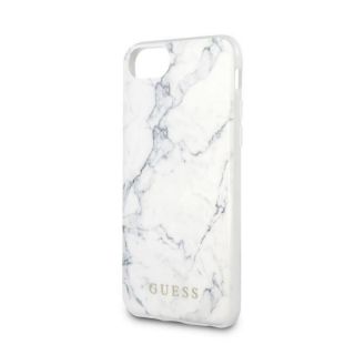 GUESS iPhone 8 / SE 2020 Marble Cover White balts