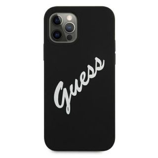 GUESS iPhone 12  /  12 Pro Silicone Vintage Script Cover Black melns