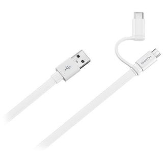 Huawei 2 in 1 Data Cable USB Type A to Micro USB & Type C White balts