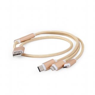 GEMBIRD CABLE USB CHARGING 3IN1 1M / GOLD CC-USB2-AM31-1M-G zelts
