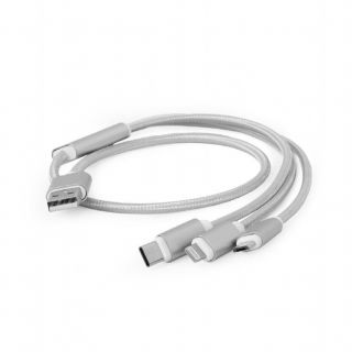 GEMBIRD CABLE USB CHARGING 3IN1 1M / SILV CC-USB2-AM31-1M-S