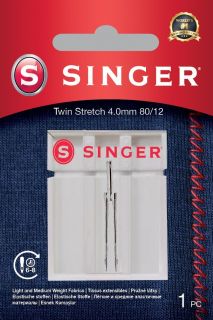 -&nbsp;Singer Twin Stretch Needle, Decorative, 4.0 80 / 12 1PK